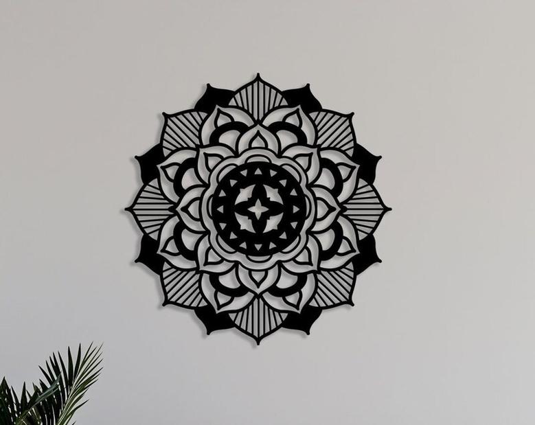 Black Mandala Metal Wall Decoration, Mandala Wall Hanging Art, Bohemian Wall Art, Spiritual Wall Art