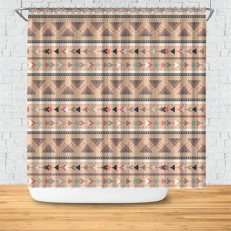 Boho Mid Century Pattern Boho Tribal Shape Shower Curtain