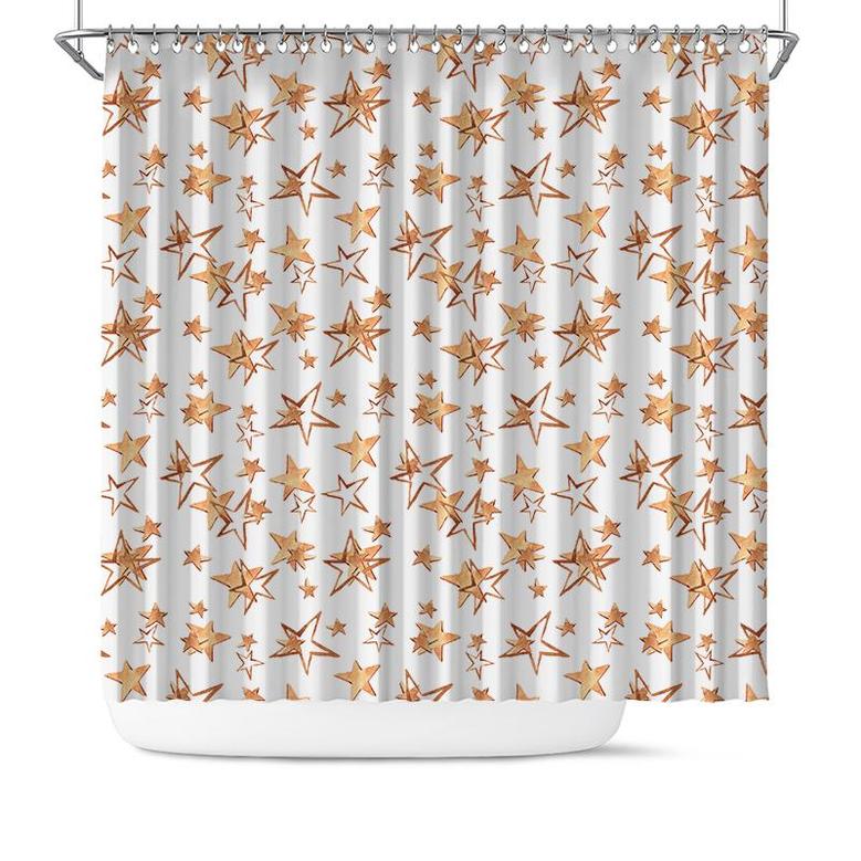 Boho Star Watercolor Pattern Simple Color Design Bohemian Shower Curtain