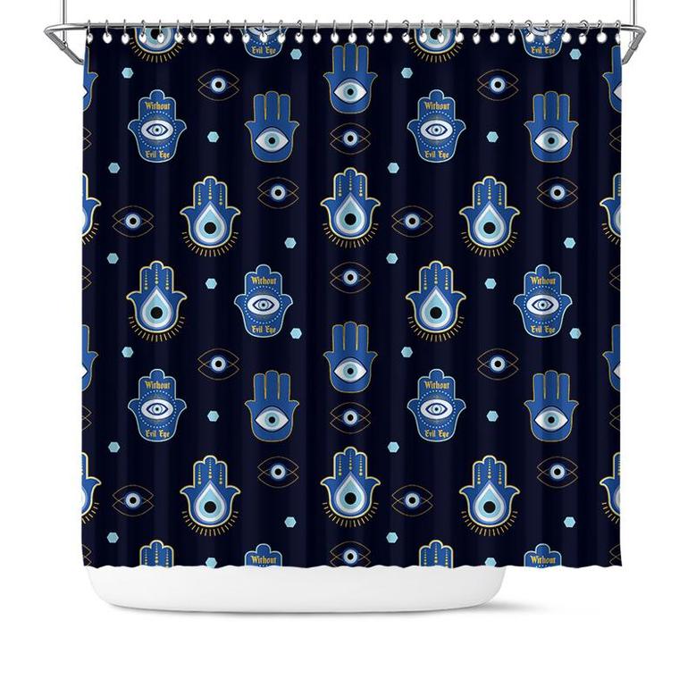 Boho Tribal Evil Eyes Pattern Design Mystical Shower Curtain