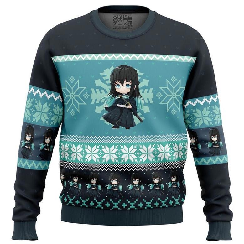 Chibi Christmas Muichiro Tokito Demon Slayer Ugly Christmas Sweater, Ugly Christmas Sweater For Men Women