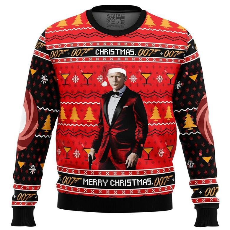 Christmas, Merry Christmas 007 James Bond Ugly Christmas Sweater, Ugly Christmas Sweater For Men Women