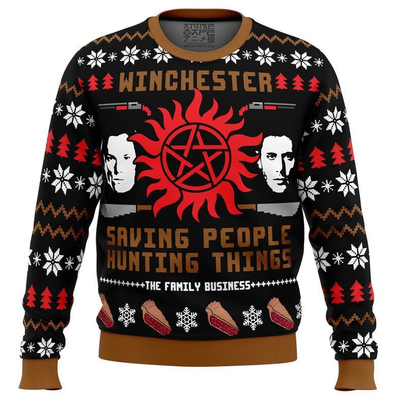 Christmas with the Winchesters Supernatural Ugly Christmas Sweater, Ugly Christmas Sweater For Men Women