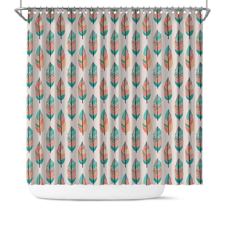 Colorful Feathers Minimalist Pattern Boho Tribal Home Living Shower Curtain