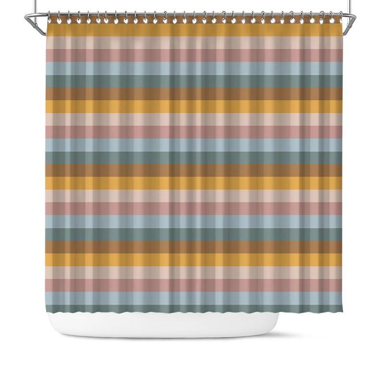 Colorful Line Simple Design For Kids Boys Girls Bath Living Boho Shower Curtain