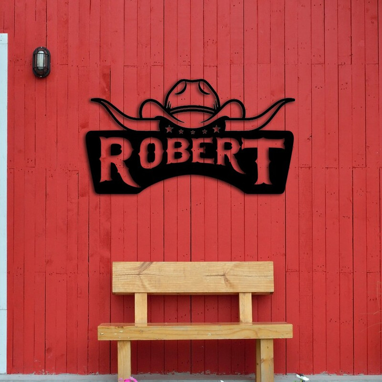 Cowboy Bulls Custom Metal Sign, Personalized Horse Ranch Metal Sign, Christmas Gift
