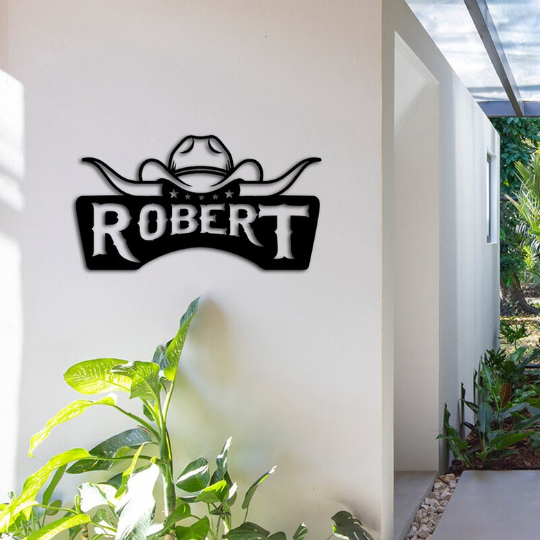 Cowboy Bulls Custom Metal Sign, Personalized Horse Ranch Metal Sign, Christmas Gift