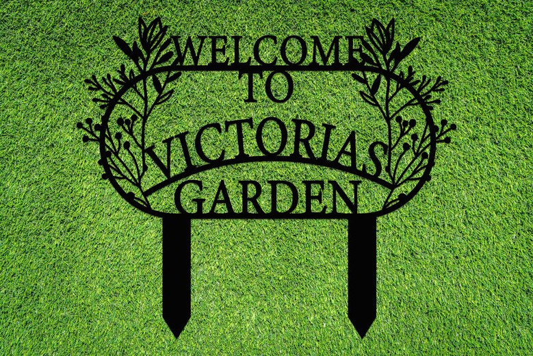 Custom Garden Metal Welcome Sign with Stakes, Personalized Welcome Sign, Unique Home Garden Decor Custom Garden Metal Welcome Sign with Stakes, Personalized Welcome Sign, Unique Home Garden Decor