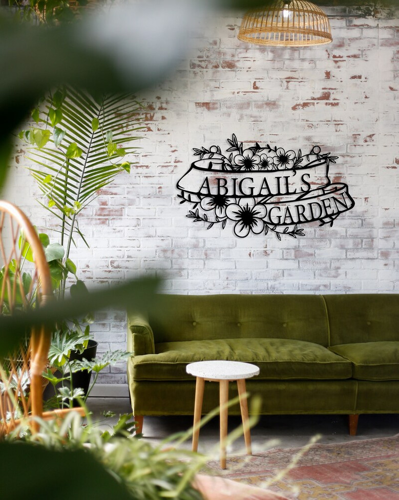 Custom Metal Garden Sign, Flower Design Garden Sign, Unique Home Decor, Yard Art, Personalized Flower Bed Decoration