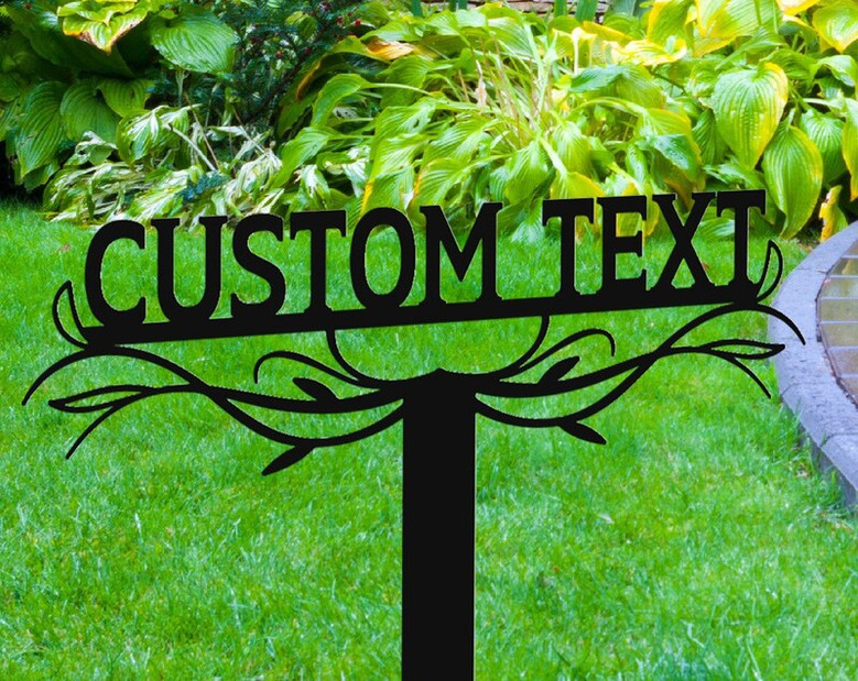 Custom Metal Text Garden Stakes, Personalized Garden Sign, Garden Marker, Outdoor Sign