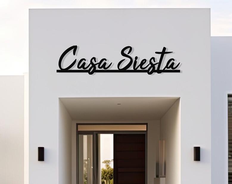 Custom Modern Metal Casa Name Sign, Personalized Villa Name Sign, Unique Custom Metal Family Name
