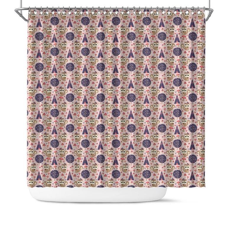 Cute Squirrel Animal Pattern Boho Gift For Boho Lovers Shower Curtain