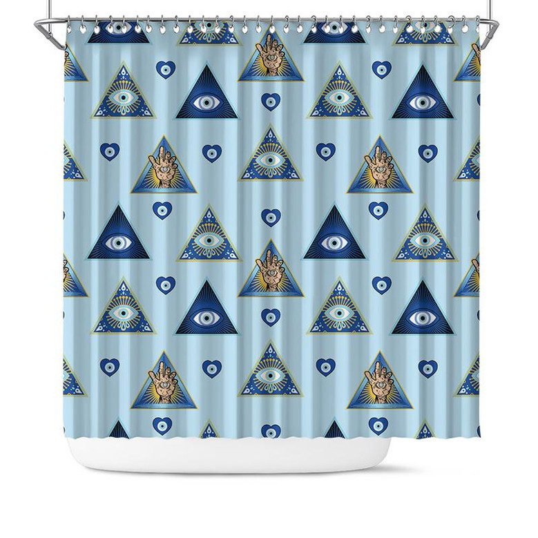 Evil Eyes Triangle Boho Pattern Tribal Shower Curtain