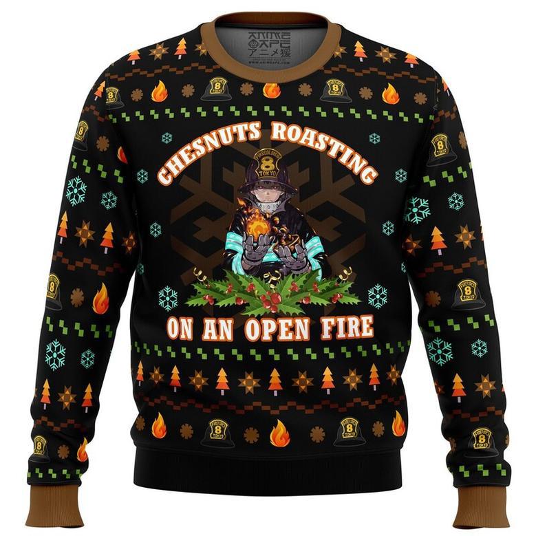 Fire Force Chesnuts Roasting Ugly Christmas Sweater, Ugly Christmas Sweater For Men Women