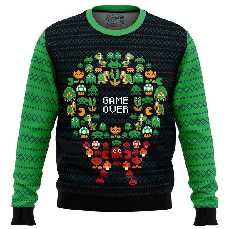 Game Over Nintendo Ugly Christmas Sweater, Ugly Christmas Sweater For Men Women, ShopKetharses Shop