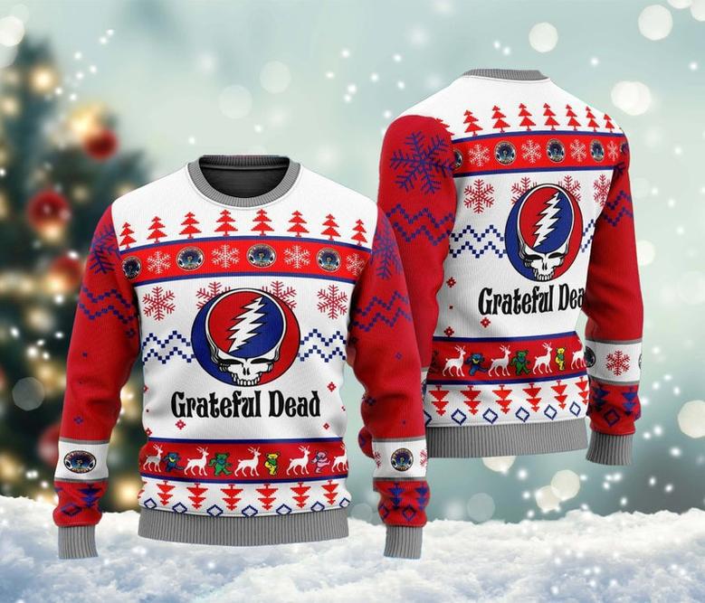 Grateful Dead 2023 Ugly Christmas Sweater, Symbol Rock Band Sweatshirt, Grateful Dead Merch