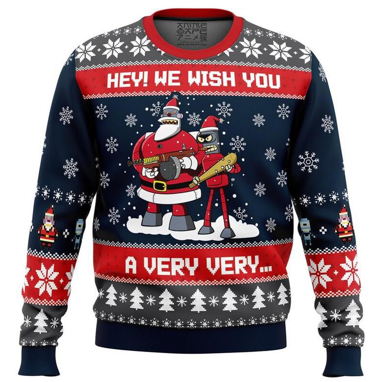 Hey! We Wish You a Futurama Ugly Christmas Sweater, Ugly Christmas Sweater For Men Women