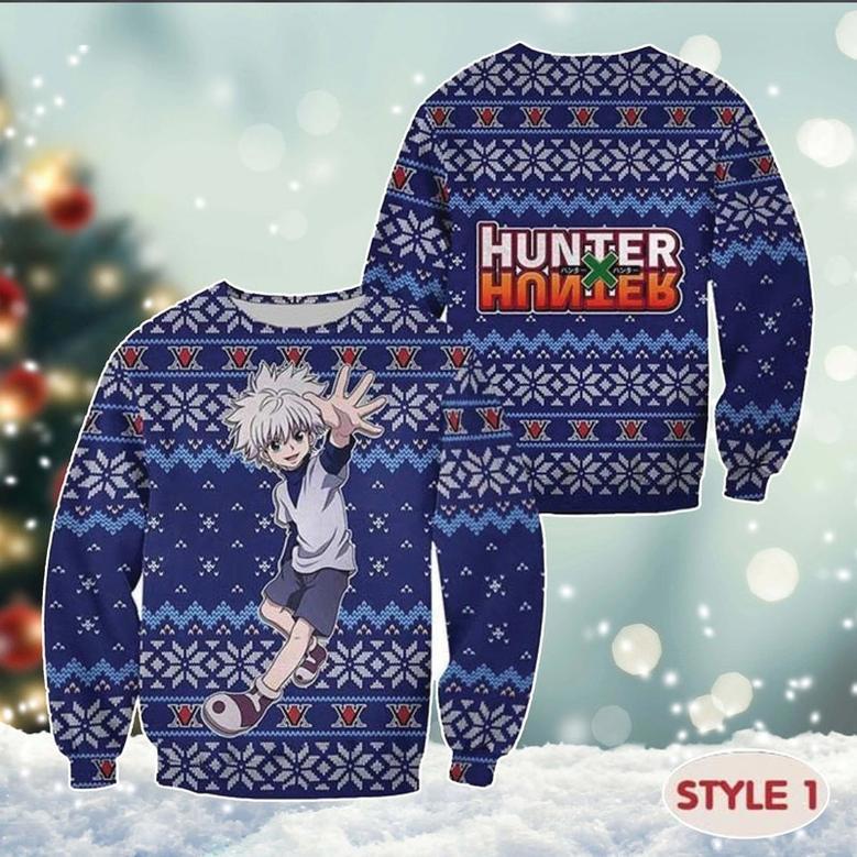 Hun-ter Anime Characters Ugly Xmas Sweater, Po-ke-mon Ghosts All Over Print Sweatshirt