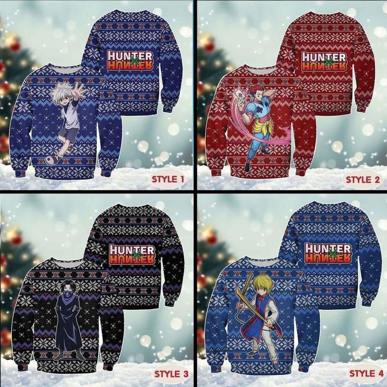 Hun-ter Anime Characters Ugly Xmas Sweater, Po-ke-mon Ghosts All Over Print Sweatshirt