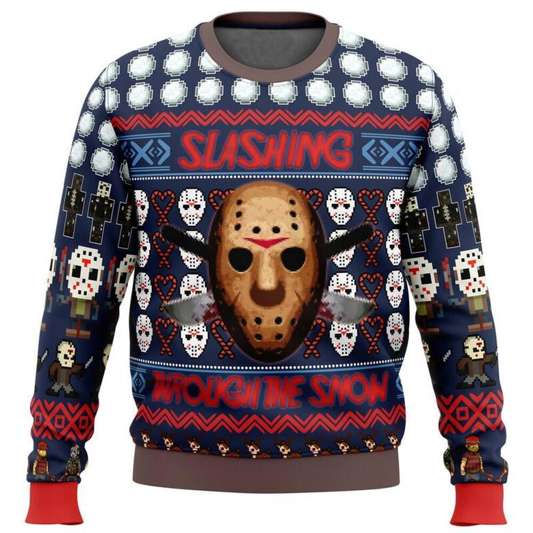 Jason Vorhees Friday the 13th Christmas Ugly Sweater, Jason Vorhees Horror Christmas Sweater