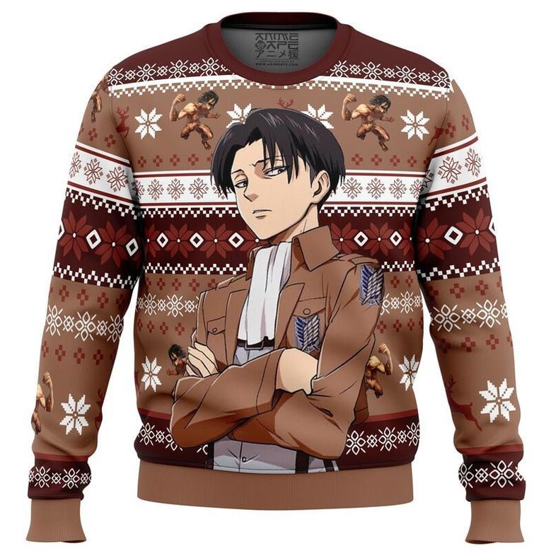 Levi Ackerman Attack on Titan Ugly Christmas Sweater, Ugly Christmas Sweater For Men Women