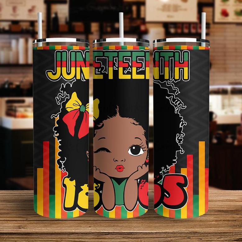 Little Black Girl Juneteenth 1865 Celebration Skinny Tumbler
