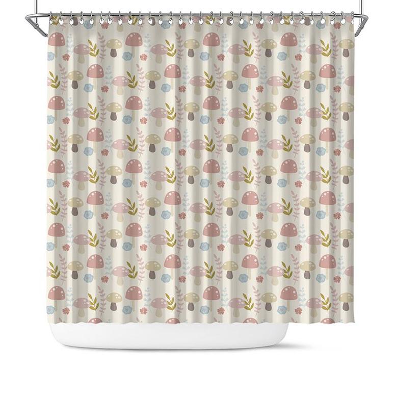 Little Mushroom Pattern Home Living Boho Woodland Paper Shower Curtain