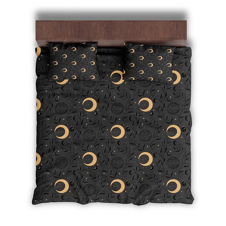 Magical Space Moon And Planet Minimalist Celestial Boho 3 Pieces Bedding Set