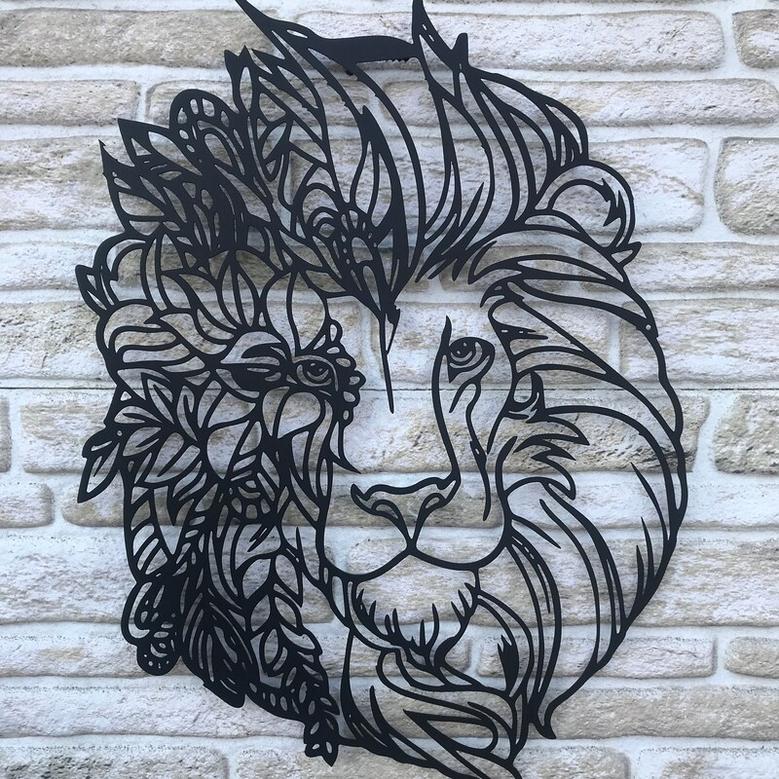 Mandala Lion Metal Wall Art, Metal Mandala Lion Wall Decor, Wall Decor, Unique Metal Gift