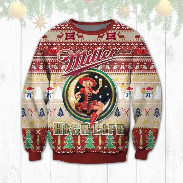 Mil-ler Lite Beer Ugly Christmas Sweater, Mil-ler Lite All Over Print Sweatshirt, Beer Lover Gift