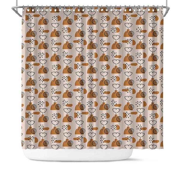 Minimalist Seed Drawing Abstract Boho Seamless Pattern Shower Curtain