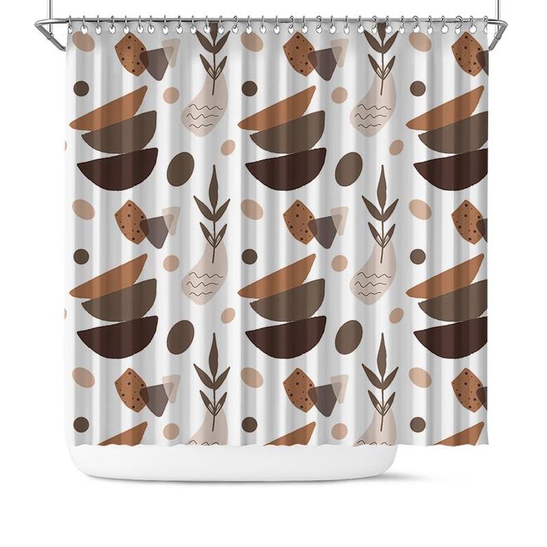 Minimalist Style Brown Color Abstract Boho Seamless Pattern Shower Curtain