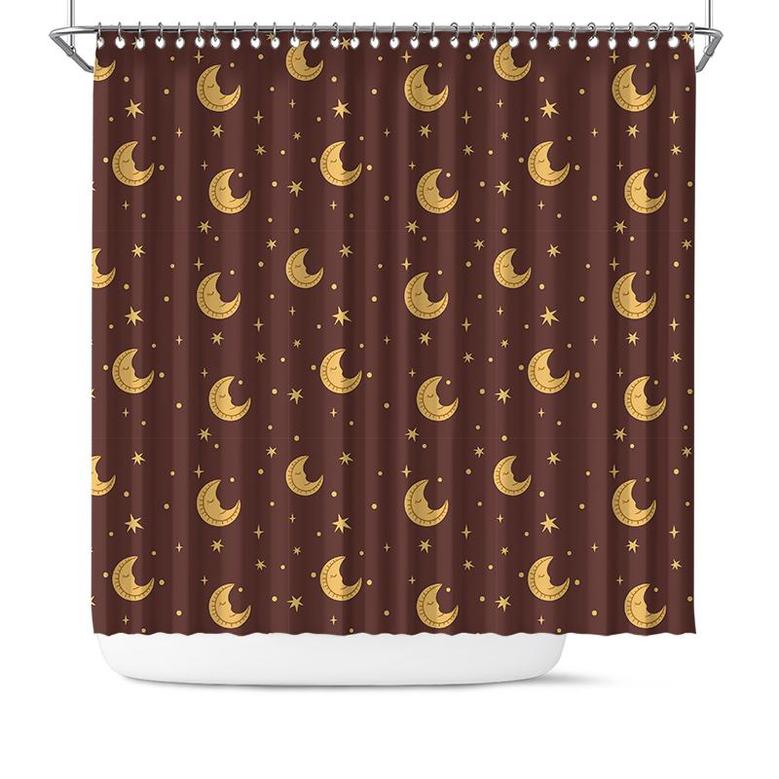 Moon Sleeping Night Pattern Home Decor Celestial Boho Shower Curtain