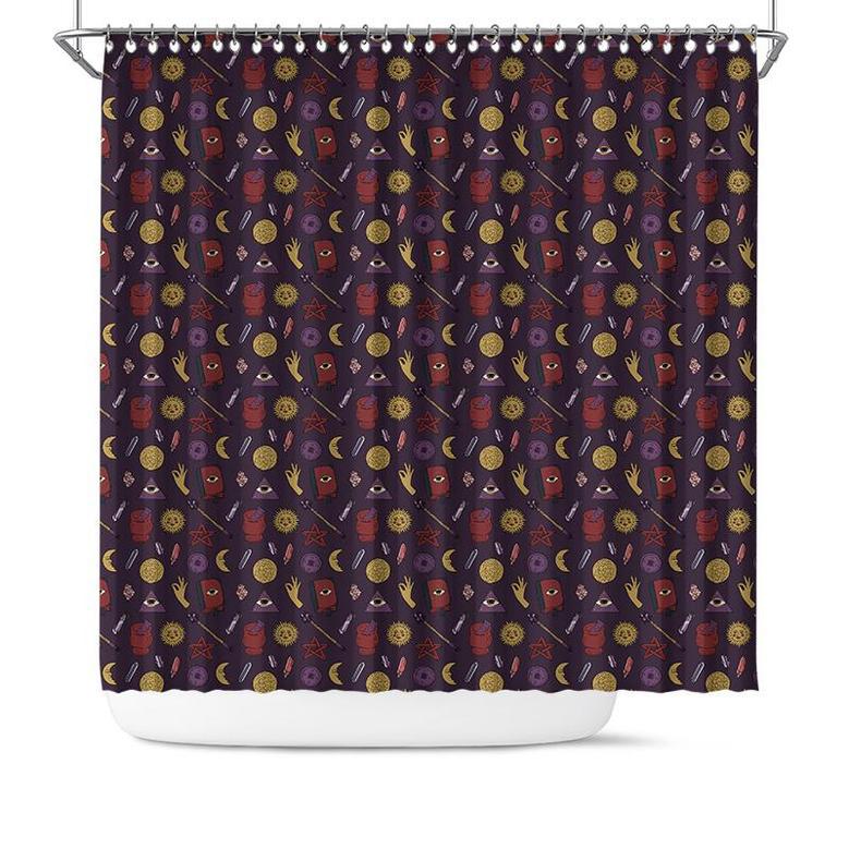 Mystical Pattern Minimalist Color Magical Eyes Boho Shower Curtain