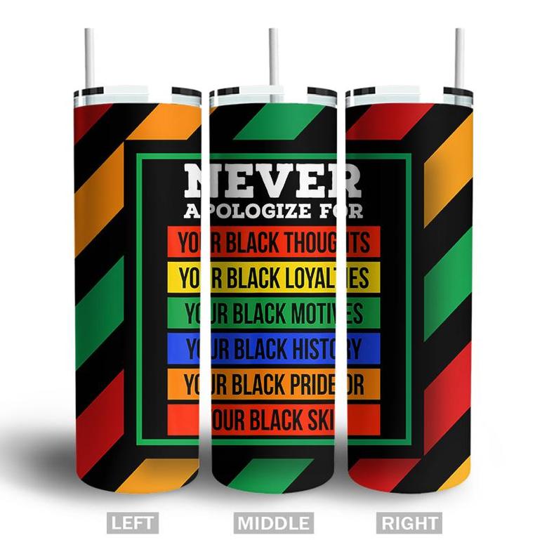 Never Apologize For Your Black Thoughts Juneteenth Freedom 1865 Skinny Tumbler