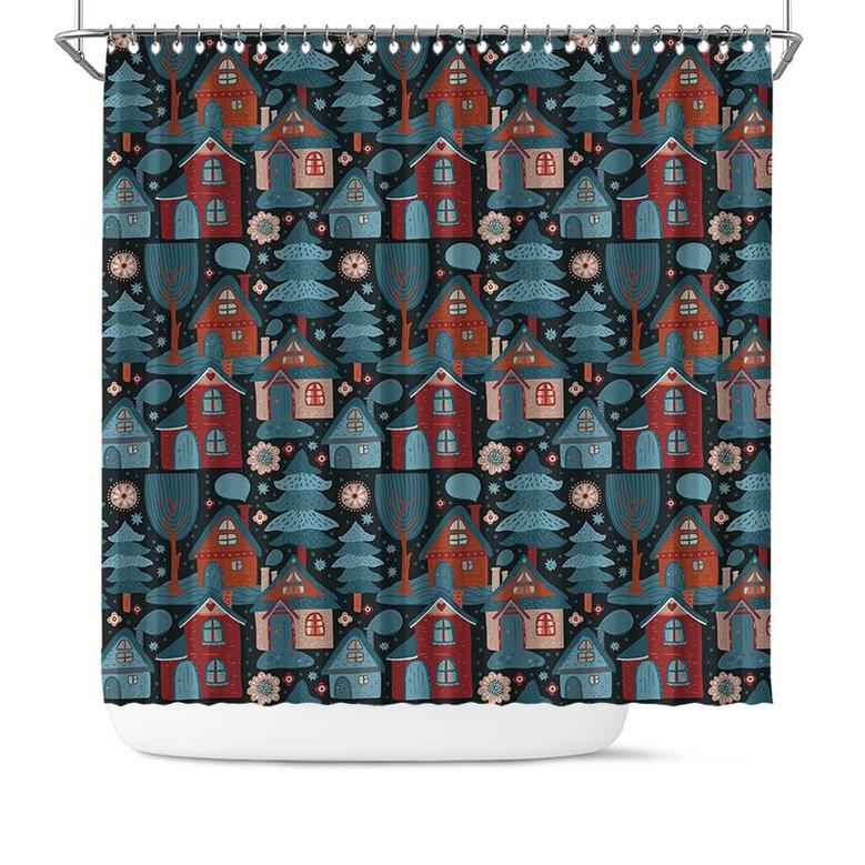 Night Home In Forest Boho Nordic Dark Shower Curtain