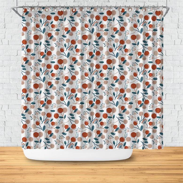 Nordic Wite Colorful Fruits Simple Design Boho Lovers Shower Curtain
