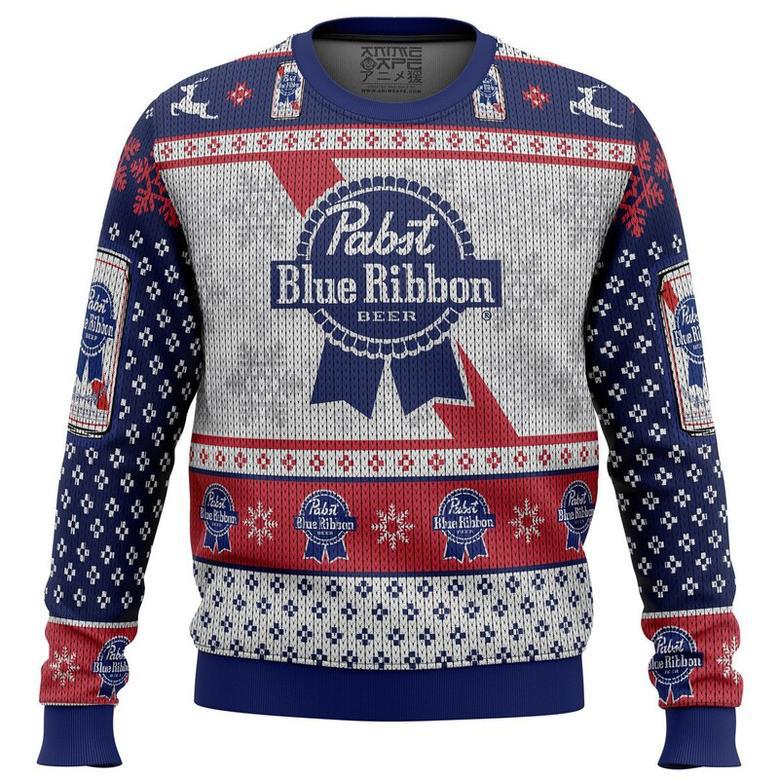 Pabst Blue Ribbon Ugly Christmas Sweater, Ugly Christmas Sweater For Men Women, ShopKetharses Shop