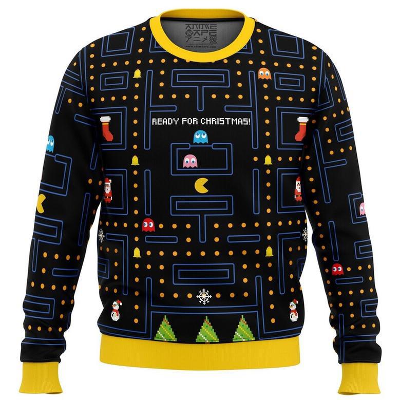 Pac Man Ready for Christmas Ugly Christmas Sweater, Ugly Christmas Sweater For Men Women