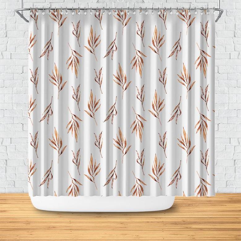 Pattern Dried Leaves Watercolor Boho Tribal Shower Curtain