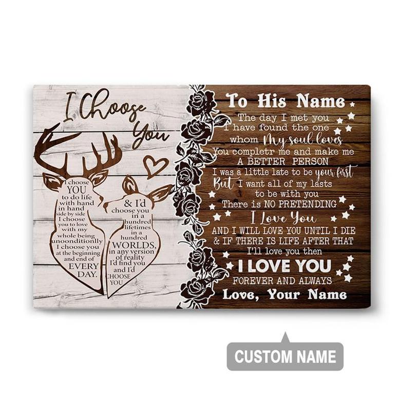 Custom I Choose You Deer Canvas | Custom Name | Gifts For Couple | Personalized Anniversary Canvas