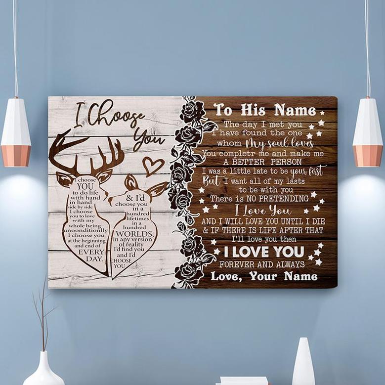 Custom I Choose You Deer Canvas | Custom Name | Gifts For Couple | Personalized Anniversary Canvas