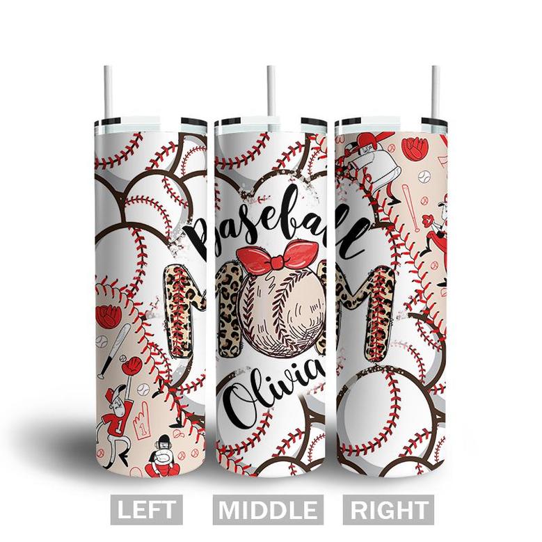 Custom Baseball Mom Leopard Tumbler | Custom Name | Gifts Idea For Baseball Mom | Personalized Baseball Mom Skinny Tumbler