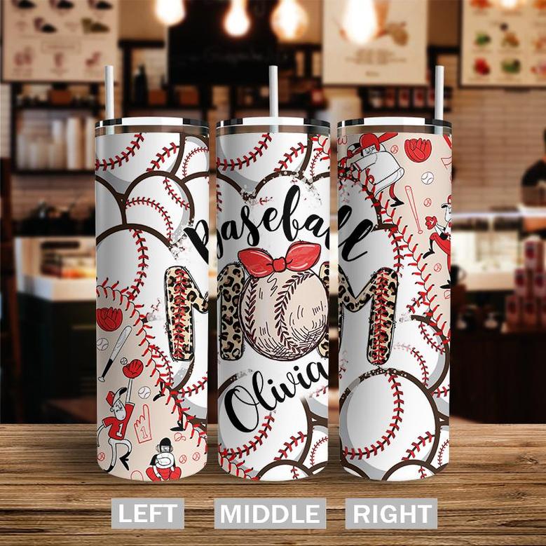 Custom Baseball Mom Leopard Tumbler | Custom Name | Gifts Idea For Baseball Mom | Personalized Baseball Mom Skinny Tumbler