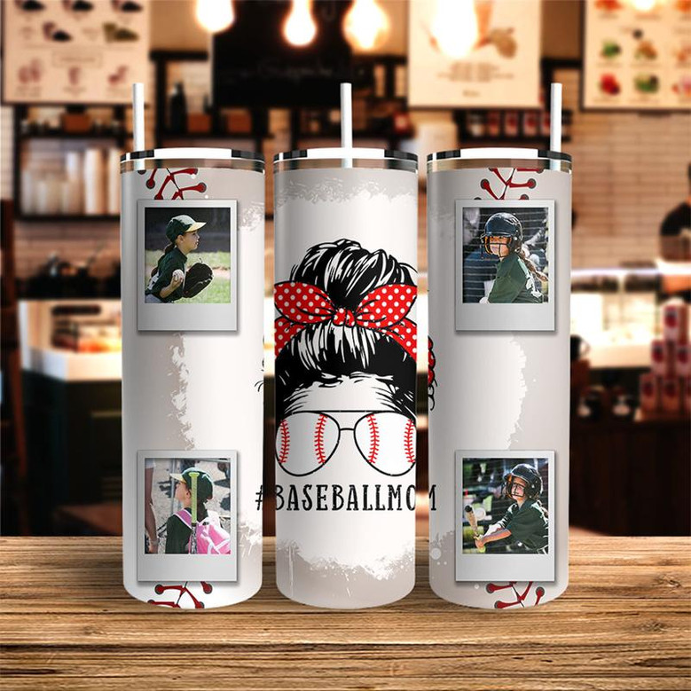 Custom Baseball Mom Tumbler | Custom Photo | Gifts For Baseball Mom | Mothers Day | Personalized Baseball Mom Skinny Tumbler