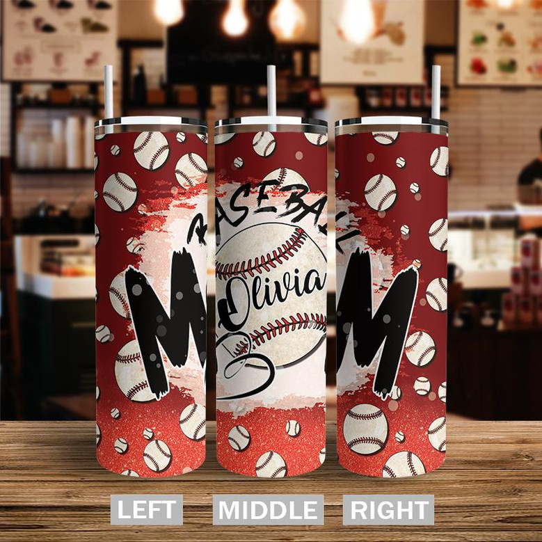 Custom Baseball Mommy Skinny Tumbler | Custom Name | Gifts Idea For Baseball Mom | Personalized Baseball Mom Skinny Tumbler