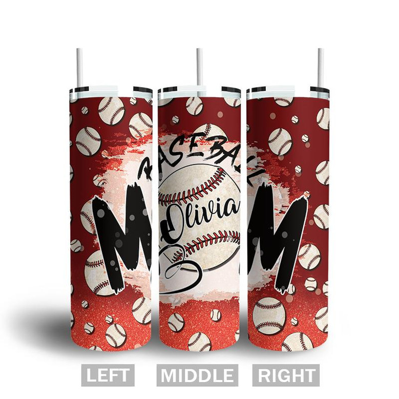 Custom Baseball Mommy Skinny Tumbler | Custom Name | Gifts Idea For Baseball Mom | Personalized Baseball Mom Skinny Tumbler