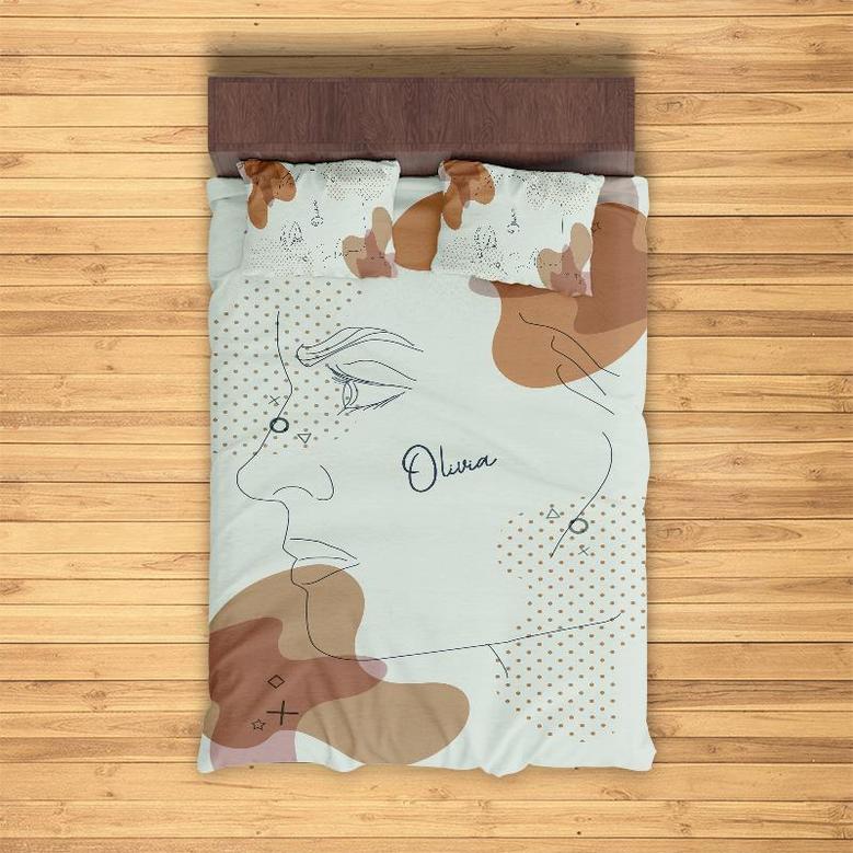 Custom Color Pieces Splatter Bedding Set, Custom Name, Boho Design, Personalized Boho 3 Pieces Bedding Set