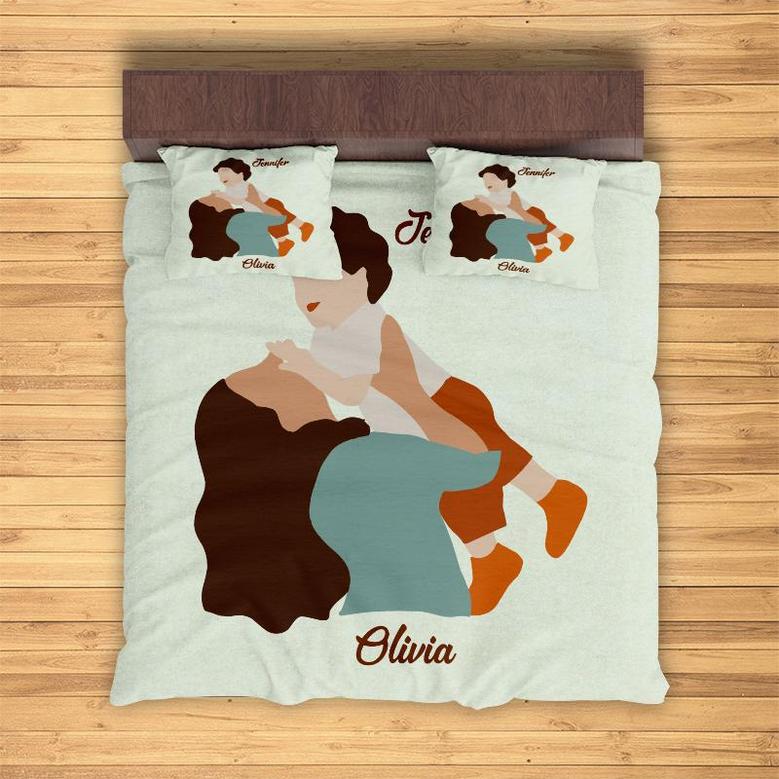 Custom Happy Mother And Kids Bedding Set, Custom Name, Boho Life, Personalized Boho 3 Pieces Bedding Set