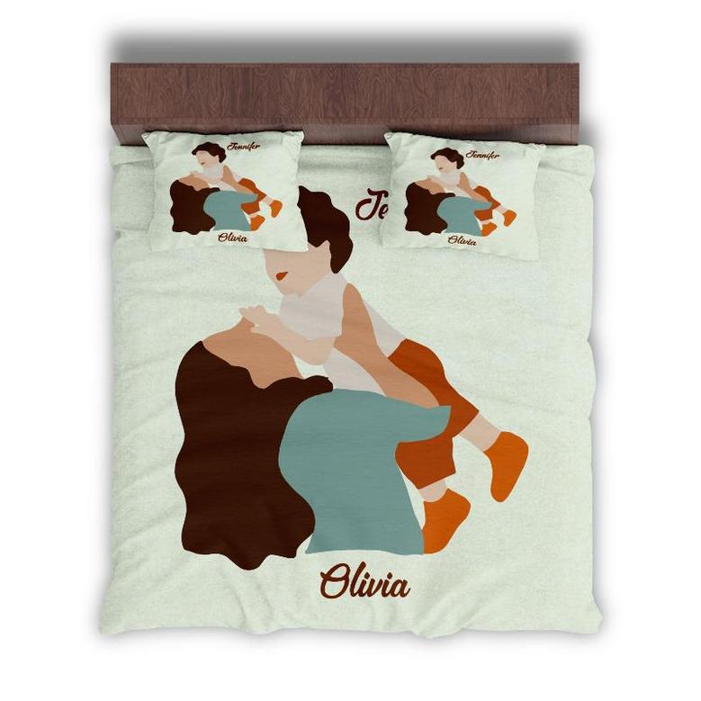 Custom Happy Mother And Kids Bedding Set, Custom Name, Boho Life, Personalized Boho 3 Pieces Bedding Set